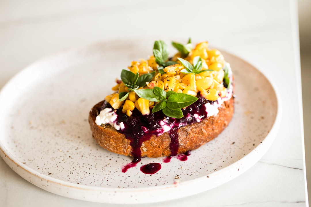 Ricotta Blueberry Toast with roasted Corn u0026 Basil by Bakdu0026Raw, Karolin Silja Baitinger